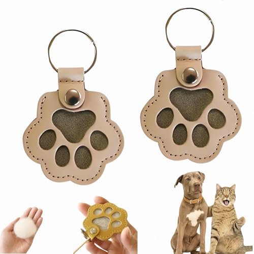Schlüsselanhänger mit Hundehaare, Hundehaar-Sammler Schlüsselanhänger, Hundepfote-Schlüsselanhänger mit Druckknopf, Tierhaar Anhänger Geschenk für Tierliebhaber (E-2pcs) von Dewppxi