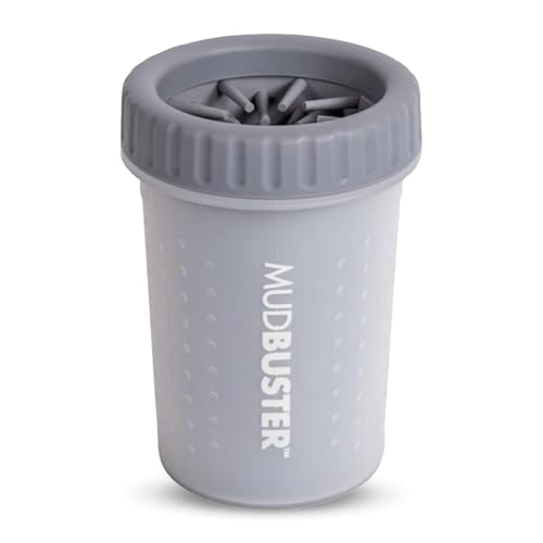 Dexas MudBuster Pfotenreiniger für Hunde, tragbar, Haustierbedarf und Hundezubehör, Reinigung, selbstreinigend, Silikon, 15,2 x 15,2 x 15,2 cm, 308 g, 1er-Pack, Größe M, Hellgrau von Dexas