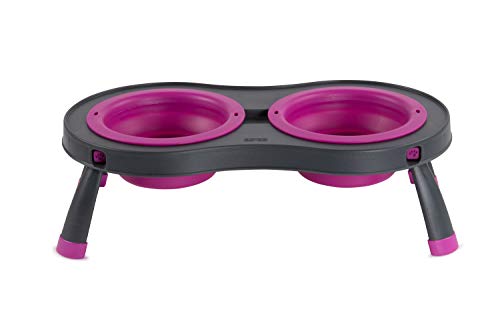 Dexas Popware Haustier-Futterstation, erhöht, doppelt, Small/1 Cup Capacity Bowls, Fuchsia von Dexas