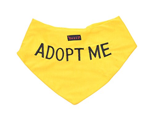 Dexil Hundehalstuch mit wählbarer gestickter Botschaft "ADOPT ME", gelb Modisches Halstuch Schützt durch die Warnung anderer vor dem Hund vor Zwischenfällen von Dexil