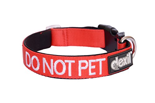 Do not Pet, Sicherheitshalsband in Rot, Größen S-M, L-XL, gepolstertes Neopren-Hundehalsband, verhindert Unfälle, indem es andere vor Ihrem Hund warnt. von Dexil