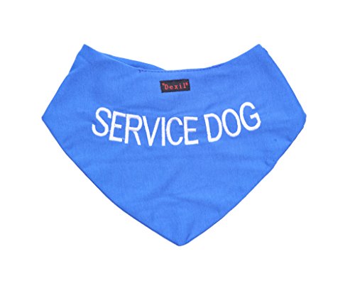 Service Dog Hundehalstuch, blau, hochwertig, bestickt, mit Botschaft, modisches Accessoire, verhindert Unfälle durch Warnung anderer Hunde im Voraus von Dexil