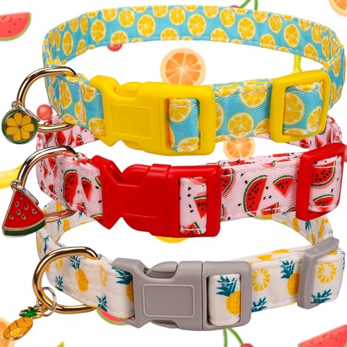 3-teiliges Hundehalsband-Set, personalisiertes Hundehalsband für Mädchen und Jungen, Katzenhalsband, weicher Stoff, rosa Hundehalsband, Haustierhalsband mit Schnellverschluss-Schnalle für von Dexspoeny