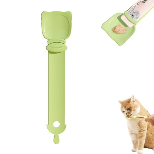 Cat Strip Feeder, Cat Treat Spoon Squeeze, Cat Strip Feeder, Cat Strip Happy Spoon, Cat Wet Treat Squeeze Treat Spoon, Multi Functional Pet Spoons Cat Wet Treat Squeeze Treat Spoon (Green) von Deysen