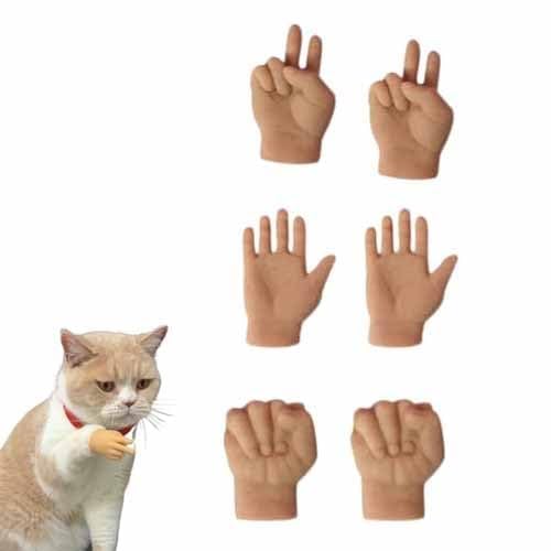 Deysen Mini-Hände für Katzen, kleine Finger-Hände, kleine Hände für Katzen, gekreuzt, dehnbare TPR-Hände, Katzenspielzeug, winzige Fingerhände, Gag-Performance, interaktives Katzenspielzeug, 6 Stück von Deysen
