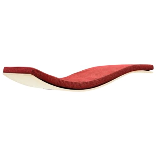 Dezain® Pet - Katzenliege Chill Deluxe von Cosy and Dozy - Katzenbrett aus Holz (Ahorn) – mit Auflage in Rot (Elegant Red) – Set aus Katzenbett & Katzenspielzeug – 90 x 41 x 4 cm von Dezain