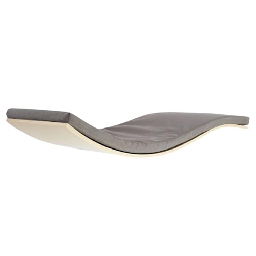 Dezain® Pet - Katzenliege Chill Deluxe von Cosy and Dozy - Katzenbrett aus Holz (Ahorn) – mit Auflage in Stone (Stone) – Set aus Katzenbett & Katzenspielzeug – 90 x 41 x 4 cm von Dezain