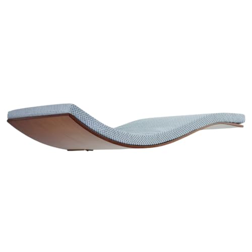 Dezain® Pet - Katzenliege Chill Deluxe von Cosy and Dozy - Katzenbrett aus Holz (Walnuss) – mit Auflage in Hellgrau (Soft Grey) – Set aus Katzenbett & Katzenspielzeug – 90 x 41 x 4 cm von Dezain