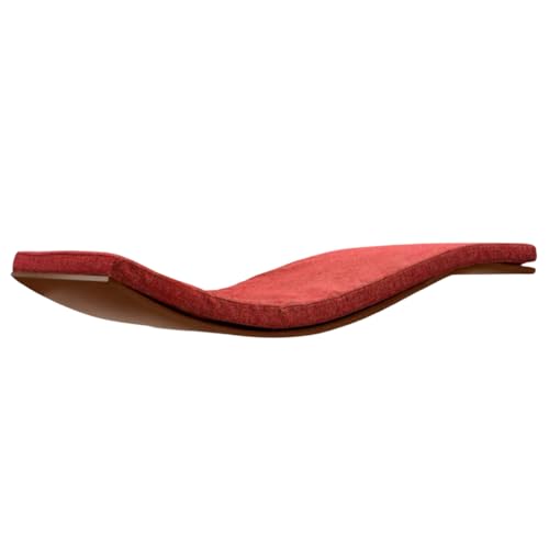 Dezain® Pet - Katzenliege Chill Deluxe von Cosy and Dozy - Katzenbrett aus Holz (Walnuss) – mit Auflage in Rot (Elegant Red) – Set aus Katzenbett & Katzenspielzeug – 90 x 41 x 4 cm von Dezain