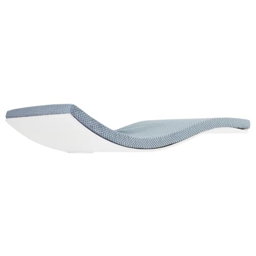 Dezain® Pet - Katzenliege Chill Deluxe von Cosy and Dozy - Katzenbrett aus Holz (Weiß) – mit Auflage in Hellgrau (Soft Grey) – Set aus Katzenbett & Katzenspielzeug – 90 x 41 x 4 cm von Dezain