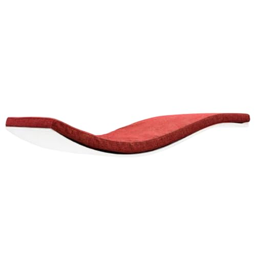 Dezain® Pet - Katzenliege Chill Deluxe von Cosy and Dozy - Katzenbrett aus Holz (Weiß) – mit Auflage in Rot (Elegant Red) – Set aus Katzenbett & Katzenspielzeug – 90 x 41 x 4 cm von Dezain