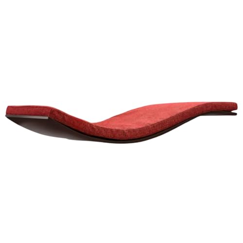 Dezain® Pet - Katzenliege Chill Deluxe von Cosy and Dozy - Katzenbrett aus Holz (Wenge) – mit Auflage in Rot (Elegant Red) – Set aus Katzenbett & Katzenspielzeug – 90 x 41 x 4 cm von Dezain