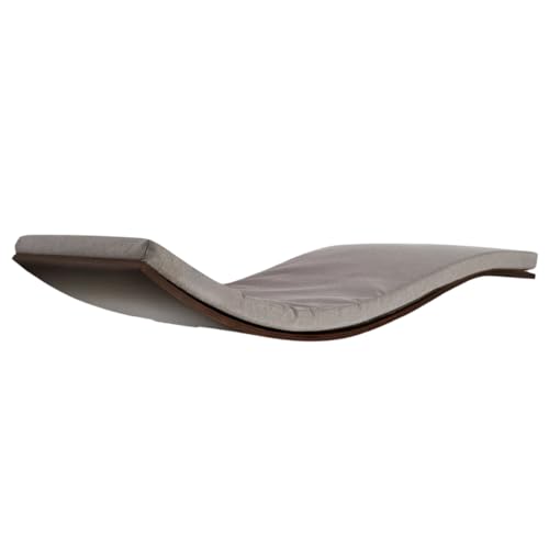 Dezain® Pet - Katzenliege Chill Deluxe von Cosy and Dozy - Katzenbrett aus Holz (Wenge) – mit Auflage in Stone (Stone) – Set aus Katzenbett & Katzenspielzeug – 90 x 41 x 4 cm von Dezain
