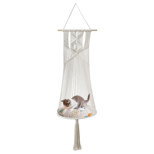 Dfstvup Boho Katzenschaukelbett, Katzenbett Hängematte - Bohemia Multifunktionales Katzenbett - Handgewebte Baumwollseilbetten für Kätzchen, Bettschaukelbett für Fenster, Ecke, Garten Dfstvup Boho Katzenschaukelbett, Katzenbett Hängematte - Bohemia Multifunktionales Katzenbett - Handgewebte Baumwollseilbetten für Kätzchen, Bettschaukelbett für Fenster, Ecke, Garten von Dfstvup