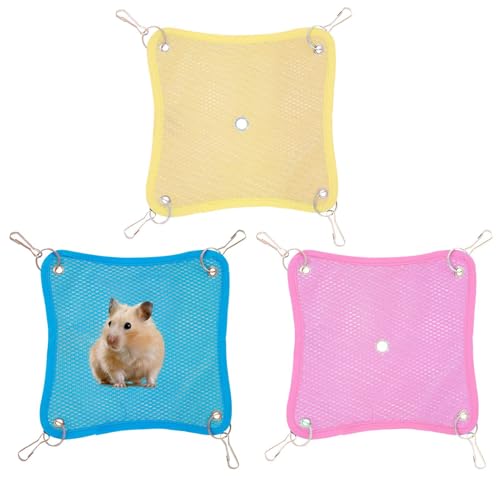Dfstvup Hamster Hängematte für Käfig - 3-Fach Mesh Belüftete Hängematte für Eichhörnchen | Leichtes & Schnelltrocknendes Schlafkissen für Kleintiere wie Chinchillas und Eichhörnchen von Dfstvup