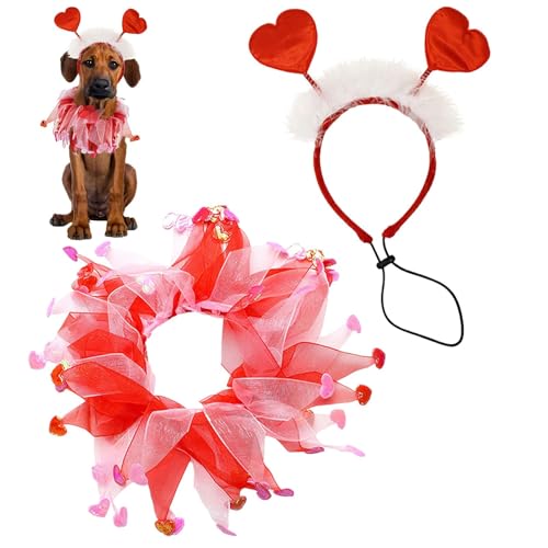 Dfstvup Hunde-Valentinstag-Outfit, Valentinstag-Hundekostüme - Welpe Urlaub Cosplay Kostüm - Valentinstag-Tierhaar-Accessoires, Haustier-Feiertags-Outfit-Accessoire für den Valentinstag Dfstvup Hunde-Valentinstag-Outfit, Valentinstag-Hundekostüme - Welpe Urlaub Cosplay Kostüm - Valentinstag-Tierhaar-Accessoires, Haustier-Feiertags-Outfit-Accessoire für den Valentinstag von Dfstvup