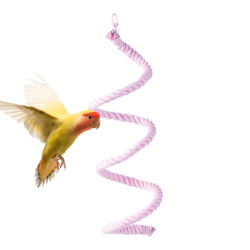 Dfstvup Vogelkletterseil, Papageienseilbarsch - Flexible Papageienkletterseil,Wiederverwendbare Bunte kauende Kauspielzeug -Maikaw -Baumwollleiter von Dfstvup