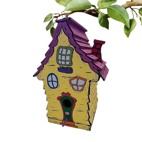 Dr. Seuss Inspirierte Hölzerne Vogelhäuser, Whoville Handgemachtes Hölze-rnes Vogelhaus, Dekoratives Hängendes Vogelhauser Mit Stange für Draussen, Grosses Vogelhaus Für Garten Hinterhof Patio von Dfstvup