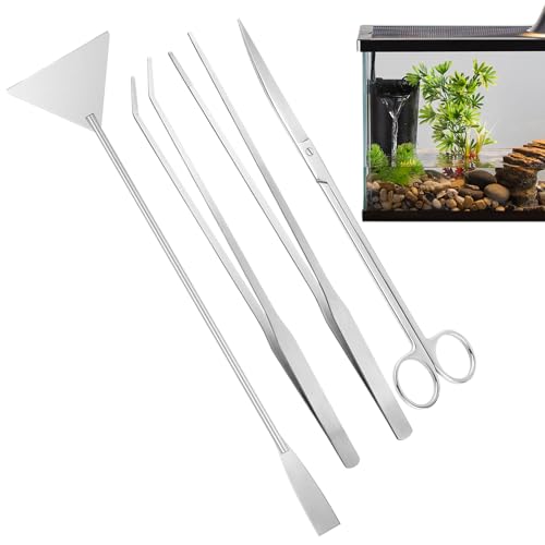 Dgayaeic Aquarium Reinigungszubehör | 4-teilige Set zur Aquarienreinigung | Lange Schere Spatel Pinzetten Set Für Tägliche Pflege Büro Schreibtisch Anfänger Bepflanzung Algen Zuhause Und Bonsai von Dgayaeic