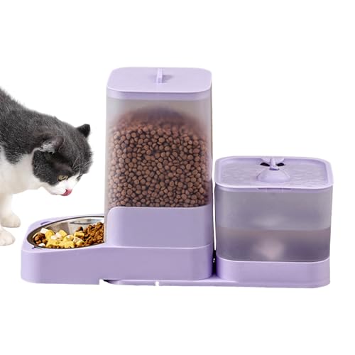 Dgayaeic Automatischer Katzenfutterautomat,Automatische Futterstation Für Katzen Mit Trinknapf | Trinknapf Aus Edelstahl Und Vorratsbehälter Für Kleine Mittelgroße Und Große Tiere von Dgayaeic