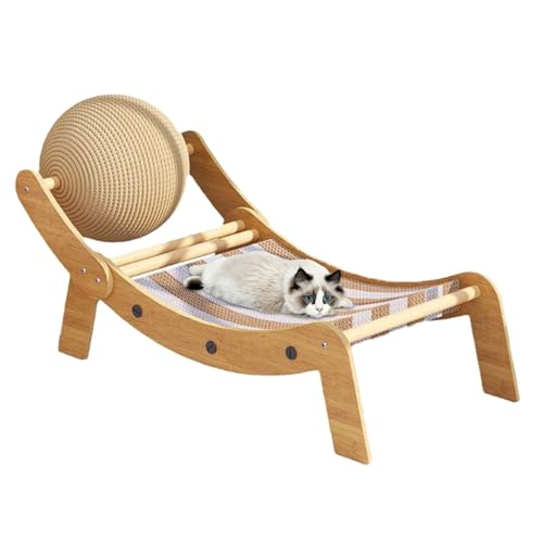 Katzen-Lounge-Stuhl, Katzenliege, Kratzer, gewellter Kätzchenstuhl mit Spielzeugball, multifunktionales Haustiermöbel, stilvolles und funktionales Design zum Kratzen, Faulenzen und Sonnenbaden von Dgayaeic