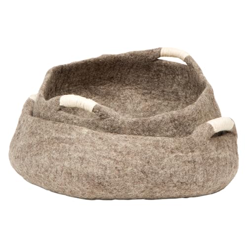 Dharma Dog Karma Cat, Korb, Modell mit natürlichem Griff für Hunde und Katzen, optimaler Komfort und Elegantes Design, Größe S 36 x 36 x 10 cm, natürliche Farbe von Dharma Dog Karma Cat