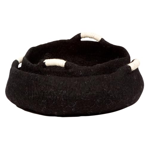 Dharma Dog Karma Cat, Korb, Modell mit bequemen Griffen für Hunde und Katzen, ideal für drinnen und draußen, Schwarze Farbe, Größe M (50 x 50 x 15 cm) von Dharma Dog Karma Cat