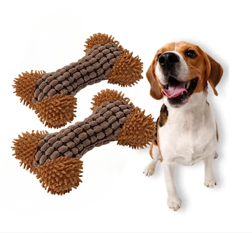 Dhjrefhhd 1 x Haustier-Plüsch-Kau-Gesangs-Spielzeug, niedlicher Teppich, Knochenspielzeug für Hundetraining (braun) von Dhjrefhhd