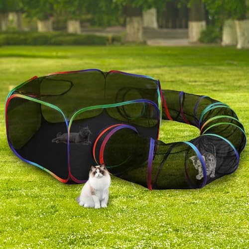DiDiBirDi Katzenzelte für draußen 2 in 1 Katzentunnel und Gehege im Freien,Outdoor Katzengehege Gehäuse Portable Gehege für Katzen,Geschlossener Laufstall Tunnel Kleine Hunde, Kaninchen von DiDiBirDi
