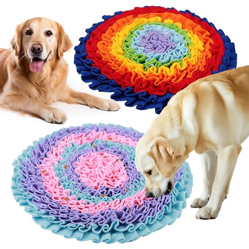 DiDiBirDi Schnüffelmatte für Hunde, langsames Füttern, interaktives Spielzeug für Geruchstraining, Futtersuche, geeignet für Welpen oder Katzen, 2 Stück (groß 50 cm) von DiDiBirDi
