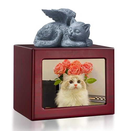 DiDiBirDi Tierurnen für Katze,Katzenurne für Asche,Kirschrote Katzenurne aus Holz,Haustier Einäscherung Box,Urne Katze (25kg) von DiDiBirDi