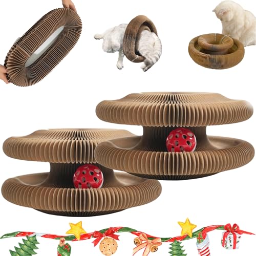 Twisty Paws Cat Toy, Twisty Cats Scratcher,Foldable Accordion Cats Scratcher,with Bell Balls (2) von Diameleo