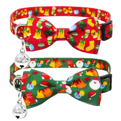 2 Stück Weihnachten Katzenhalsband mit Fliege und Glöckchen Weihnachten Breakaway Kätzchen Halsbänder mit Fliege Sicherheit Rot und Grün 2 Stück Weihnachten Katzenhalsband mit Fliege und Glöckchen Weihnachten Breakaway Kätzchen Halsbänder mit Fliege Sicherheit Rot und Grün von Diaurbsie