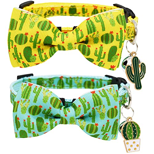 Katzenhalsband, Fliege mit Glöckchen und Anhänger, verstellbare Sicherheitsschnalle, Halsbänder für Kätzchen, Gelb und Grün, 2 Stück Katzenhalsband, Fliege mit Glöckchen und Anhänger, verstellbare Sicherheitsschnalle, Halsbänder für Kätzchen, Gelb und Grün, 2 Stück von Diaurbsie
