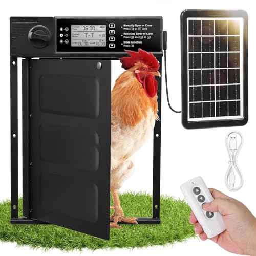 Dibaful Aluminum Automatische Hühnerklappe Solar mit Fernbedienung Schaltuhr Lichtsensor | Wasserdicht Elektrische Hühnerstall Türöffner | Elektrisch Automatisch Hühnertür Hühner Einklemmschutz Dibaful Aluminum Automatische Hühnerklappe Solar mit Fernbedienung Schaltuhr Lichtsensor | Wasserdicht Elektrische Hühnerstall Türöffner | Elektrisch Automatisch Hühnertür Hühner Einklemmschutz von Dibaful