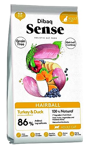 Dibaq Sense Cat Hairball – natürliches und getreidefreies Futter aus Türkei und Ente für sterillierte erwachsene Katzen, 6 kg. von Dibaq Sense