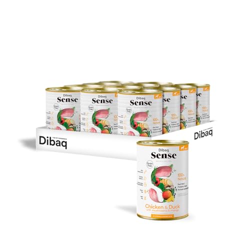 Dibaq Sense Grain Free Nassfutter für Hunde, getreidefrei, 380 g, 12er Pack (380 g, Huhn und Ente) von Dibaq