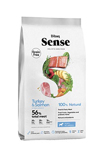 Dibaq Sense Lachs- und Truthahnfutter für Hunde, speziell für Welpen, 100% natürlich und getreidefrei, 2 kg von Dibaq