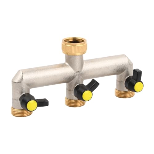 3 Wege Verteiler Wasser 3/4 Zoll Wasseranschluss Verteiler Anschluss Schlauchverbinder von 3 Geräten/Gartenschläuche mit separatem Schalter aus Messing für Einstellen und Absperren des Wasserflusses 3 Wege Verteiler Wasser 3/4 Zoll Wasseranschluss Verteiler Anschluss Schlauchverbinder von 3 Geräten/Gartenschläuche mit separatem Schalter aus Messing für Einstellen und Absperren des Wasserflusses von Dibotell