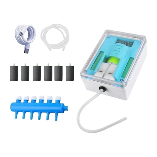 Dickly Aquarium Luftpumpe, 6 Loch Umsteller, Belüfter für Fischtanks Und Aquarien, 9l Dickly Aquarium Luftpumpe, 6 Loch Umsteller, Belüfter für Fischtanks Und Aquarien, 9l von Dickly