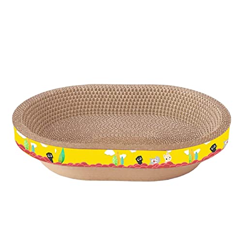 Dickly Cat Scratcher Oval Cat Scratcher Board Toy Wear Resistant Kitten Furniture Protection for Indoor Cats Kitty Cat Scratcher Pad Nest, XL von Dickly