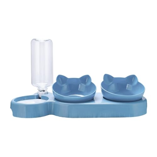 Dickly Dreifach-Katzennäpfe, automatische Wasserflaschen-Futternäpfe für kleine, mittelgroße und große Katzen und Hunde, Hellblau von Dickly