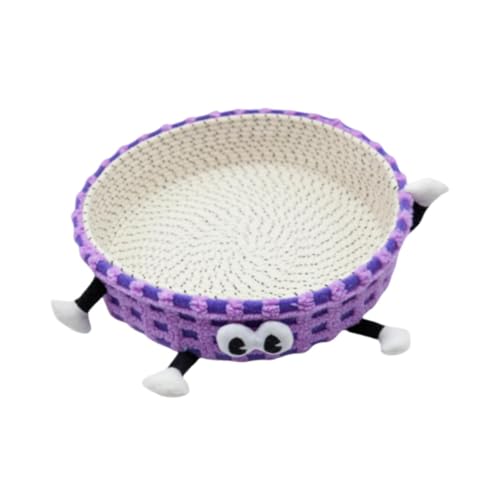 Dickly Gewebtes Katzenbett, Korb, Schlafhaus, handgewebt, bequemes Schlafbett für Haustiere, Katzenkratzbaum für Welpen, kleine Hunde, Ruhehasen, Lila von Dickly