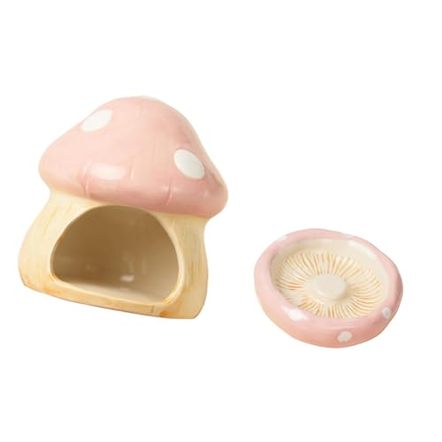 Dickly -Hamsterhaus, Hamsterversteck, Möbel, Pilzform, mit Futternapf für Meerschweinchen, kleine Haustiere, Rosa von Dickly