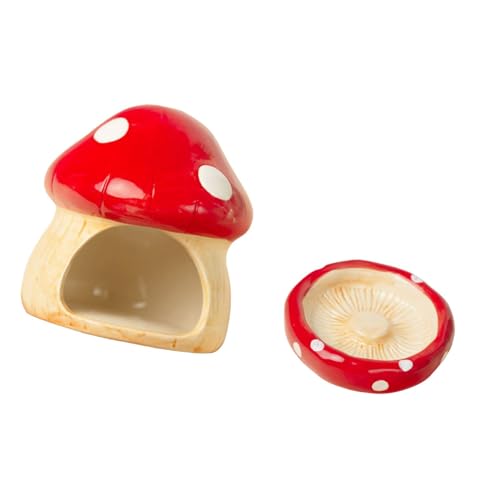 Dickly -Hamsterhaus, Hamsterversteck, Möbel, Pilzform, mit Futternapf für Meerschweinchen, kleine Haustiere, Rot von Dickly
