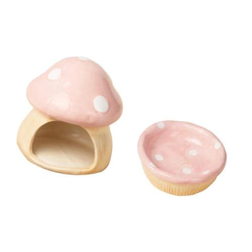 Dickly Hamsterhaus aus mit Futternapf, pilzförmiger Hamsterlebensraum für Rennmäuse, Rosa von Dickly