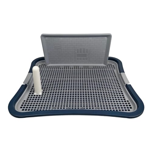 Dickly Hundetoilette Hundetrainingstoilette mit Säule Katzentoilette Indoor Hunde Töpfchen Tablett, Blau von Dickly