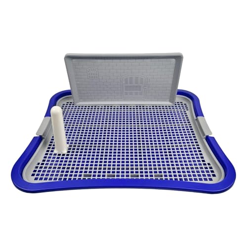 Dickly Hundetoilette Hundetrainingstoilette mit Säule Katzentoilette Indoor Hunde Töpfchen Tablett, Dunkelblau von Dickly