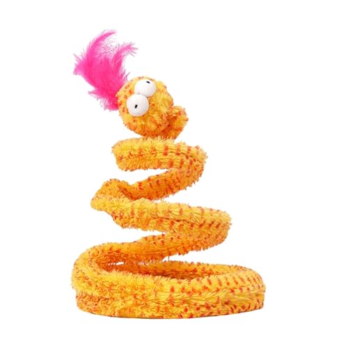 Dickly Katze Spirale Schlange Spielzeug Teaser Spielzeug Frühling Interaktive Pet Coil Spirale Action, Gelb von Dickly