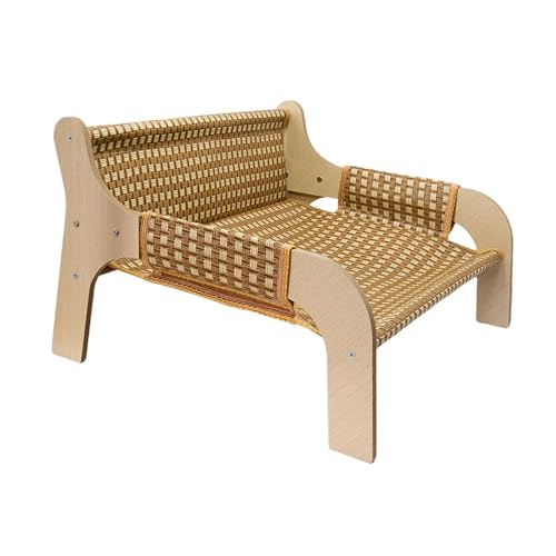 Dickly Katzensofabett Erhöhtes Katzensofa Indoor-Katzen Liegecouch Kätzchen Kratzbett, Rattan Gewebt von Dickly